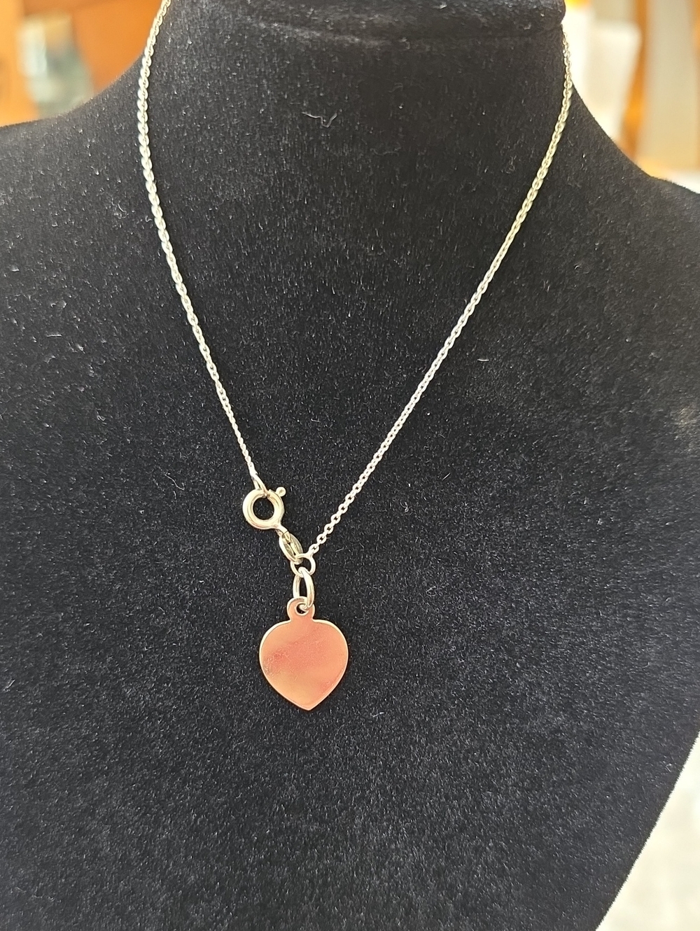 Sterling Silver Minimalst Dainty Anklet With  Heart Charm Sz 10 Inches